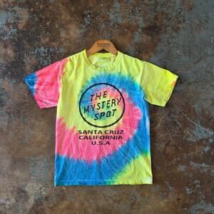 Vintage 90s The Mystery Spot Tie Dye T Shirt Size XS S Baby Tee Santa Cruz